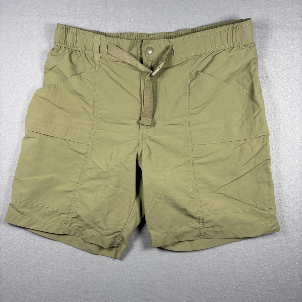 Eddie Bauer Men's Hiking Shorts Medium Green Built In Belt Nylon Utility Cargo